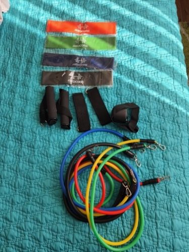 nicebands Fitness Resistance Bands Set - 5 Stackable Exercise Bands w/Door Anchor, Leg Ankle Straps, Foam Handles, Use Guide, Carry Bag, Home Workout, Stackable up to 150 lbs photo review
